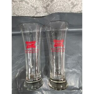 Miller‎ High Life Beer Glasses Set of 2 Pilsner Tall Vintage Barware